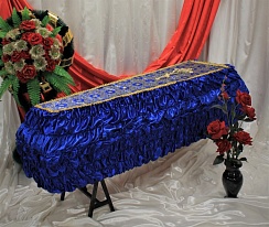 ОВ-1341 Обивка наружная для гроба атласная с церковной парчей на крышке цвет Синий 